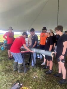 Students working on their rocket.