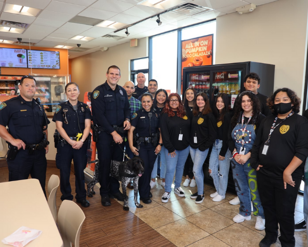 Deer Park High School Criminal Justice students meet with the men and women from the Deer Park Police Department at their “Coffee with a Cop” event.