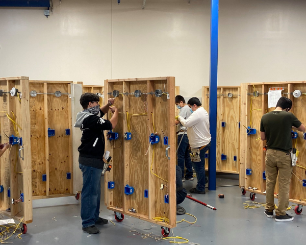 North East ISD carpentry and electrical students showcase their drills and skills at the Career and Technical Education Center’s annual Skills Contest.