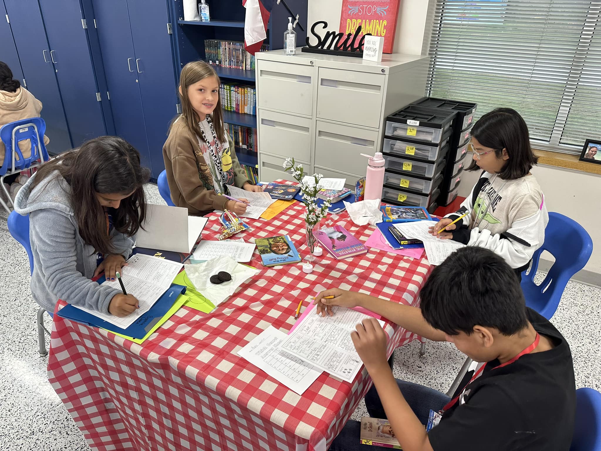 Needville students participating in book tasting
