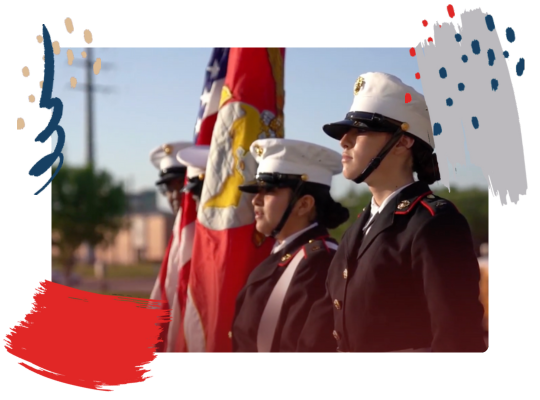 Fort Bend ISD cadets stand proudly in their JROTC uniforms.
