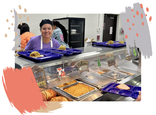 The Angelton ISD nutrition department created and served special holiday meals for students.