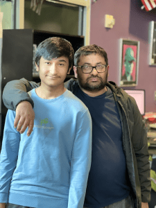 schertz-cibolo-universal-city-isd bidhan paudel posing with his father
