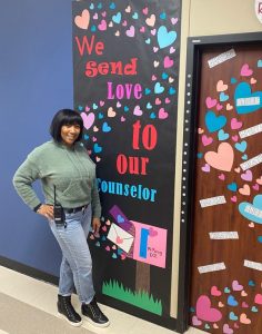 Royal ISD's 'Marvelous' Ms. Murray is featured with her fully decorated door.