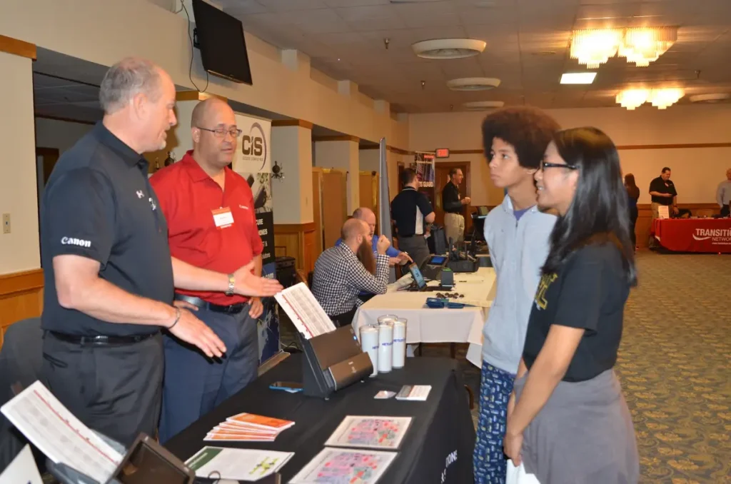 Lackland ISD CTE students networking at career fair