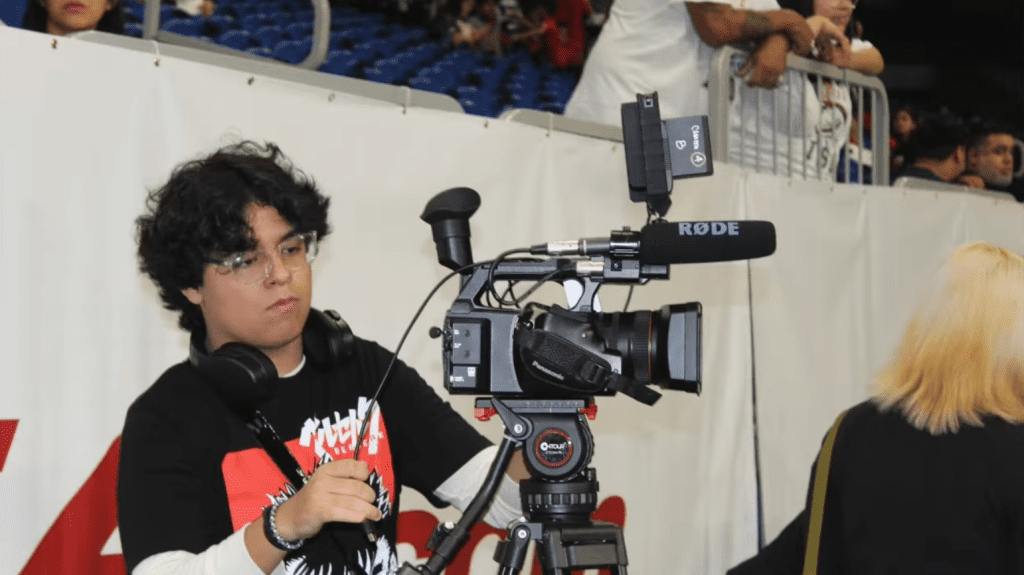 southside isd student working camera