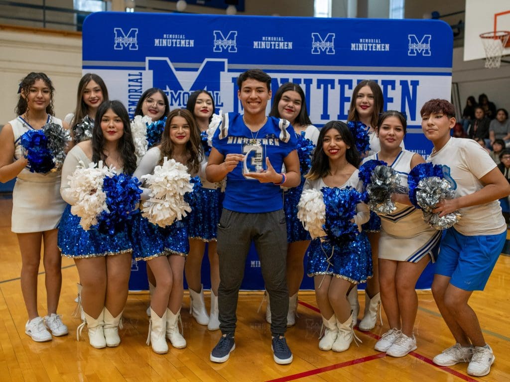 Jordan Ortega and cheerleaders