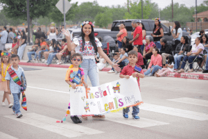 Southside ISD students and teacher at fiesta parade