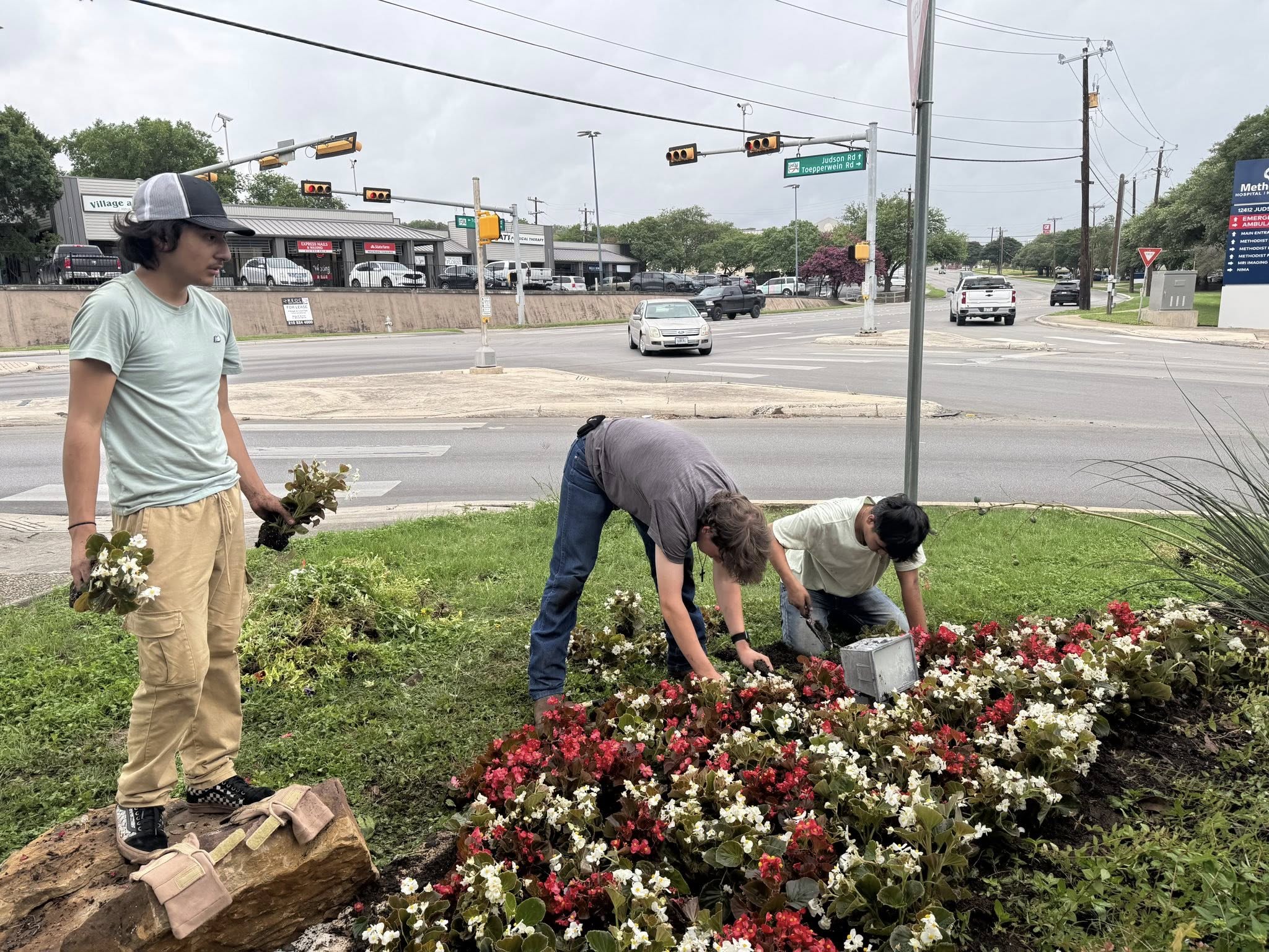 Judson ISD students planting community garden