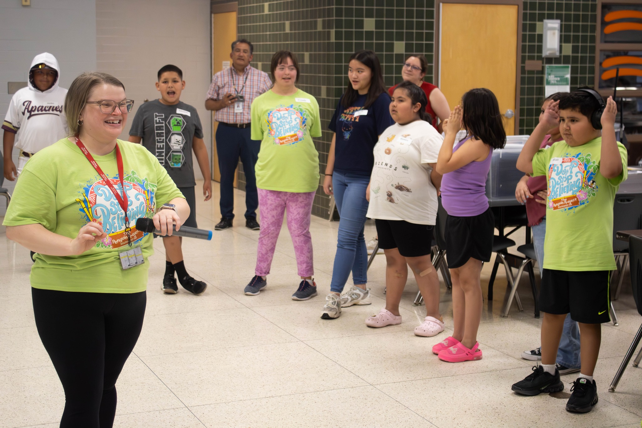 Southwest ISD students and teacher participating in Penguin Project camp