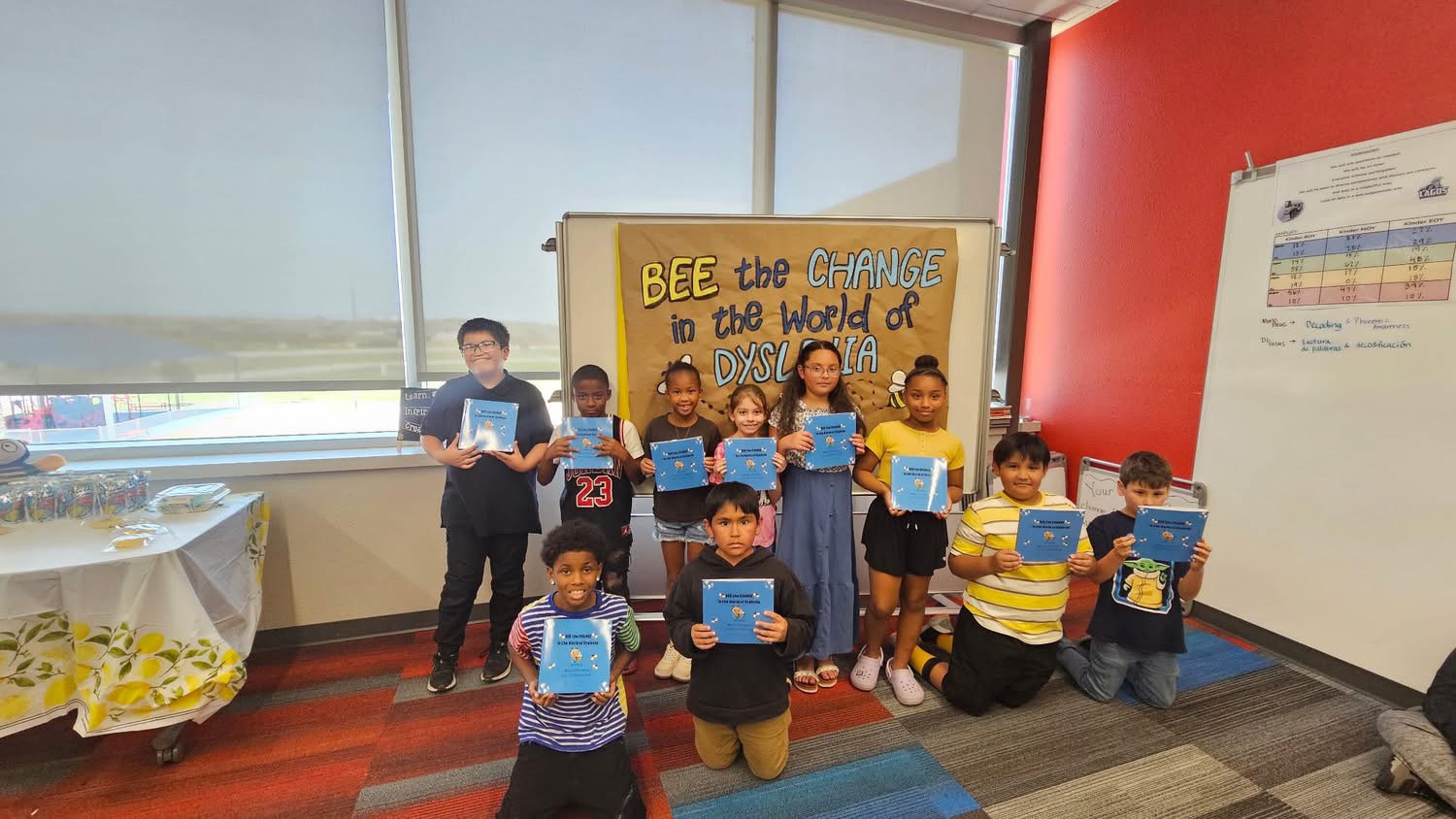Manor ISD Lagos Elementary students with dyslexia book