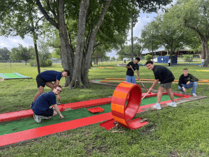 Taylor ISD students restoring the mini golf course.