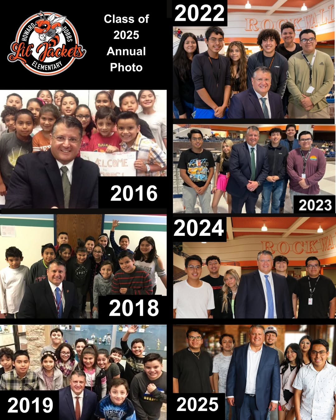 Rockwall ISD superintendent with students
