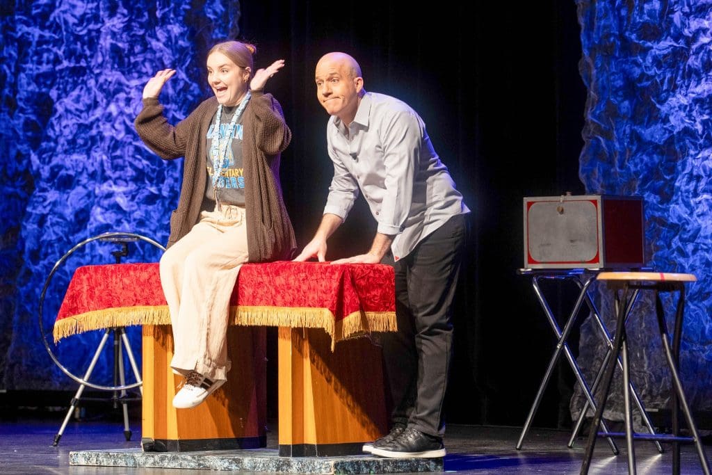 Bill Blagg performs a demo on Corsicana faculty member