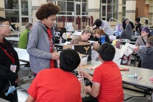 Cypress-Fairbanks students collaborating on task