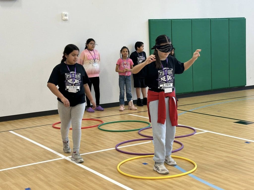 Elgin ISD students doing a trust activity