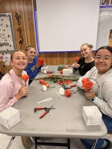 Fairfield ISD students creating floral arrangements